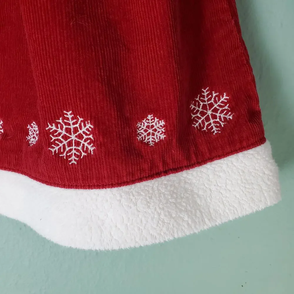 Hanna Andersson Toddler Girl Red Corduroy Embroidered Snowflake Dress Size 80